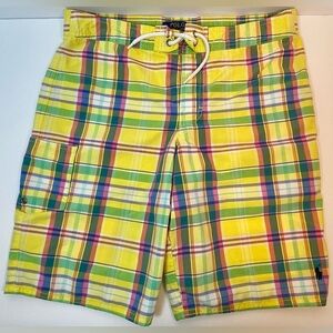 Polo Ralph Lauren Swim Trunks Big Boys Large 14-16 Plaid Liner Board Shorts